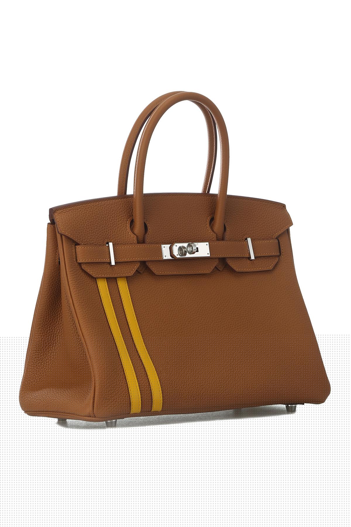 HERMÈS MASTER BIRKIN 30 TOGO LEATHER GOLDEN BROWN WITH AMBER YELLOW AND SILVER BUCKLE BAG H028365CC04 (30*22*15cm)